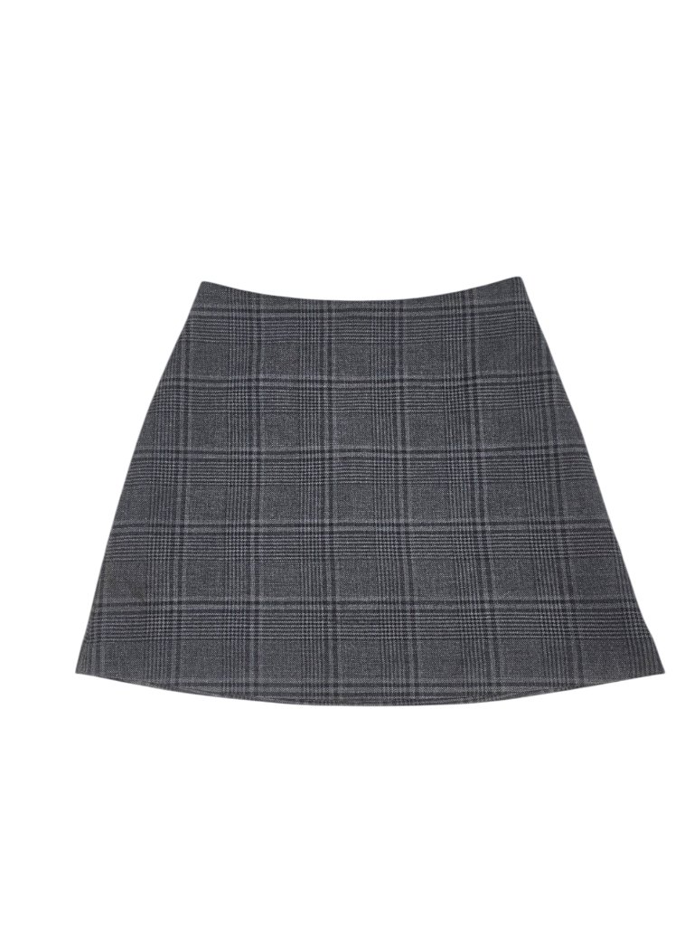 Aritzia Wilfred Classic Mini Skirt, Plaid Check Print, Grey, Black, Size 2